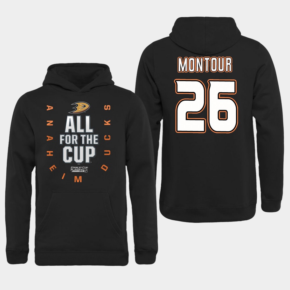 NHL Men Anaheim Ducks 26 Montour Black All for the Cup Hoodie